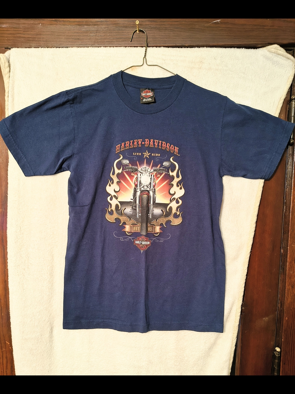 Vintage 2004 Harley Davidson Navy Double Sided Shirt Seattle Washington
